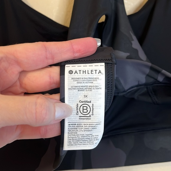 NWT Athleta Ultimate Camo Printed Bra D-DD 3X Grey Black Sports Athletic - Picture 9 of 11
